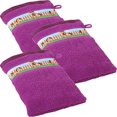 Erwin Müller Kinder-Waschhandschuh, Waschlappen 3er- Pack Frottier Fuchsia im Sale